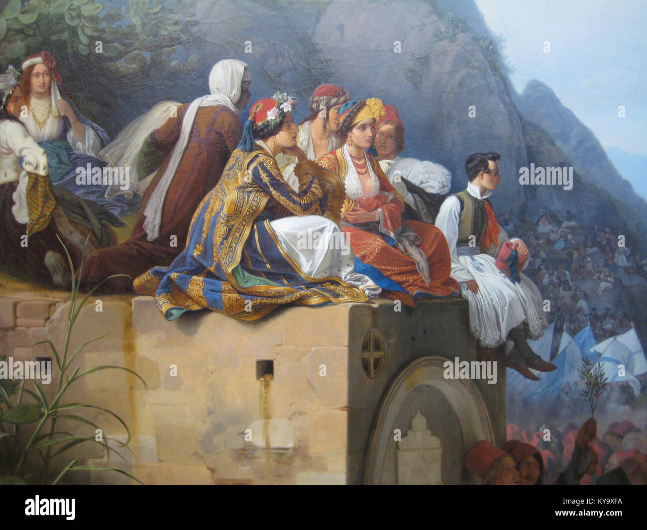 Peter von Hess’ Gemälde zeigt König Otto, der nach Nauplia kommt, und hebt das historische Ereignis, die Architektur und den zeremoniellen Prozeß in Griechenland hervor. Stockfoto