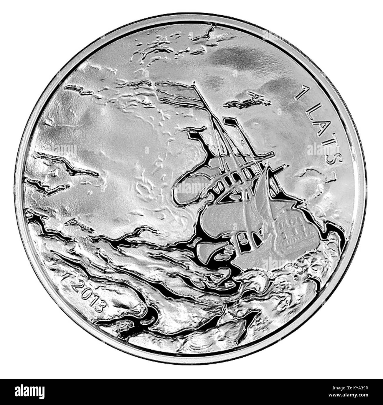 Diese Abbildung zeigt die Vorderseite (aver) eines Objekts von Vagners und zeigt Design, künstlerische Merkmale und Materialeigenschaften des Objekts an. Stockfoto