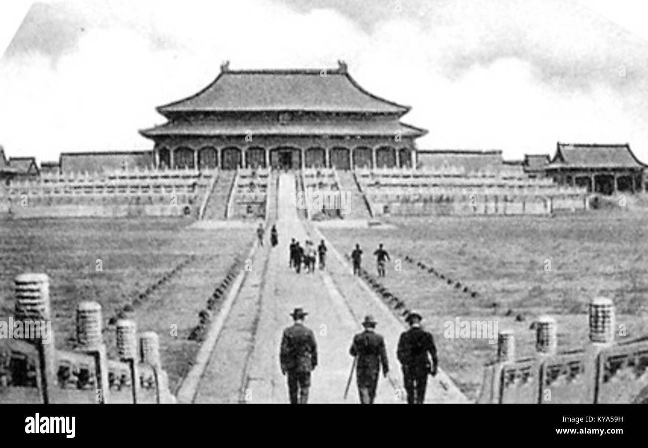 Tai-ho-tien in China war ein großer Festsaal, der für Neujahrsempfänge genutzt wurde und die imperiale Autorität, formelle Veranstaltungen und traditionelle chinesische Kulturpraktiken repräsentierte. Stockfoto