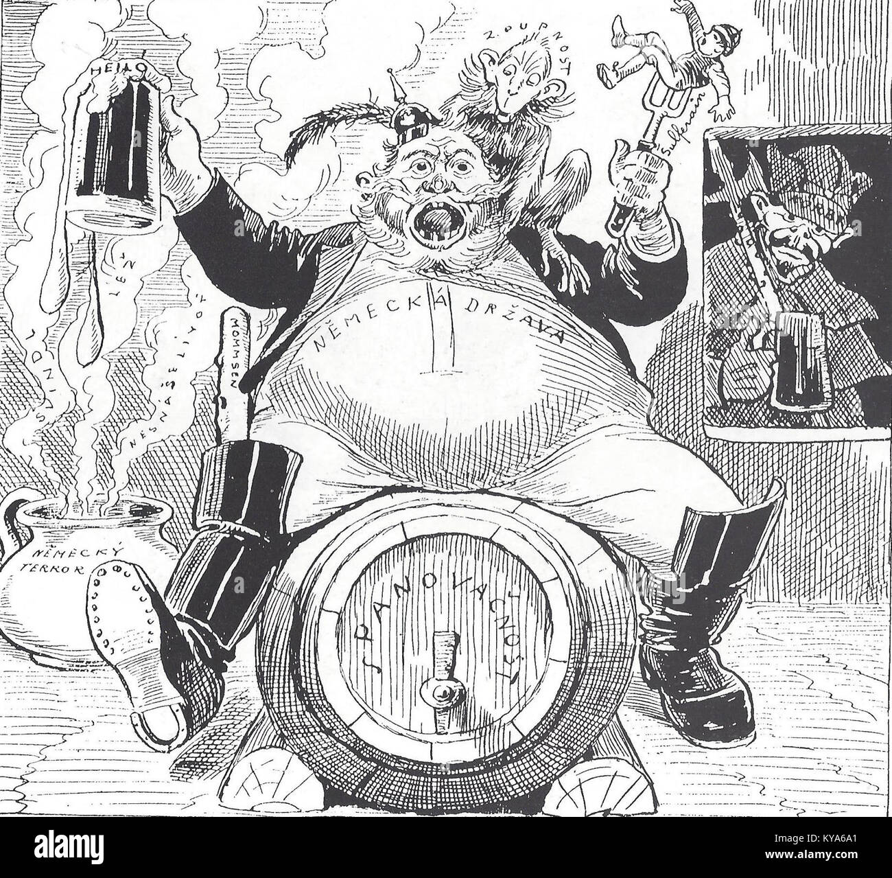 Ein Bild, das das Konzept des "unberührbaren deutschen Staates in Cisleithania" darstellt. Sie erforscht die historischen Komplexitäten der deutschsprachigen Gebiete im österreichisch-ungarischen Reich. Stockfoto