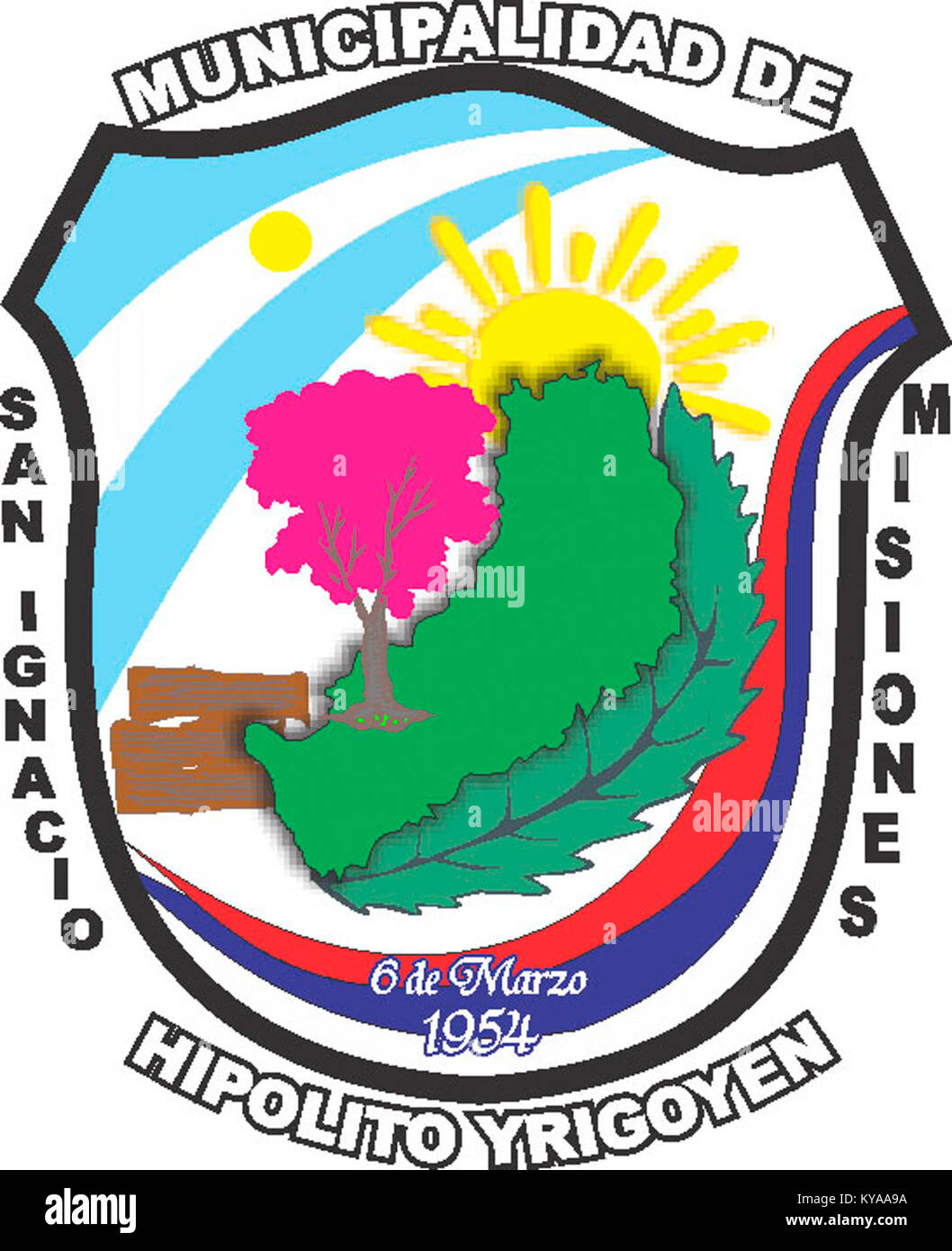Municipalidad de Hipólito Yrigoyen (escudo) Stockfoto