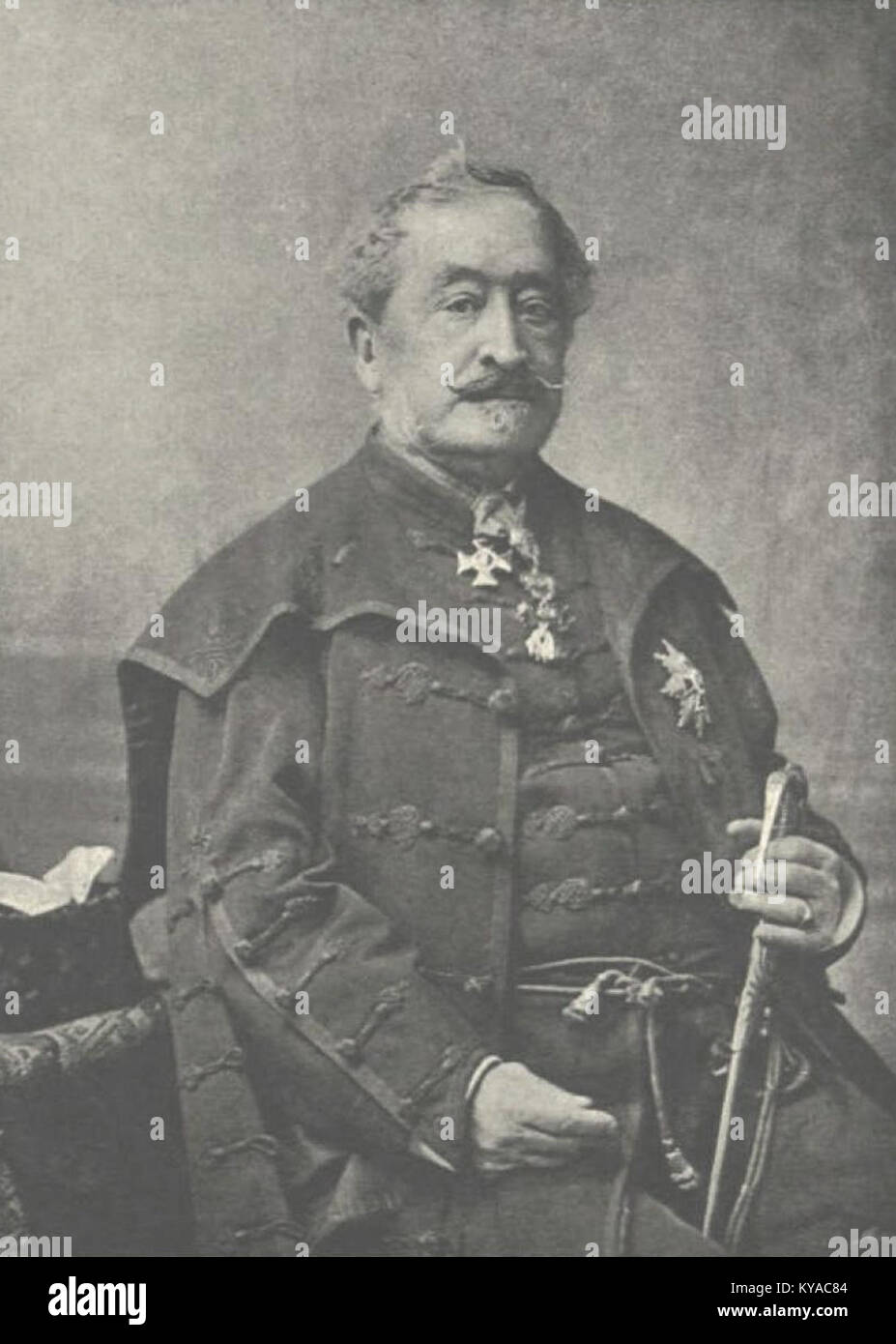 Porträt oder Aufzeichnung von László Szőgyény-Marich dem Älteren, einem ungarischen Staatsmann und Adligen, bekannt für seine Rolle in der österreichisch-ungarischen Politik des 19. Jahrhunderts. Stockfoto