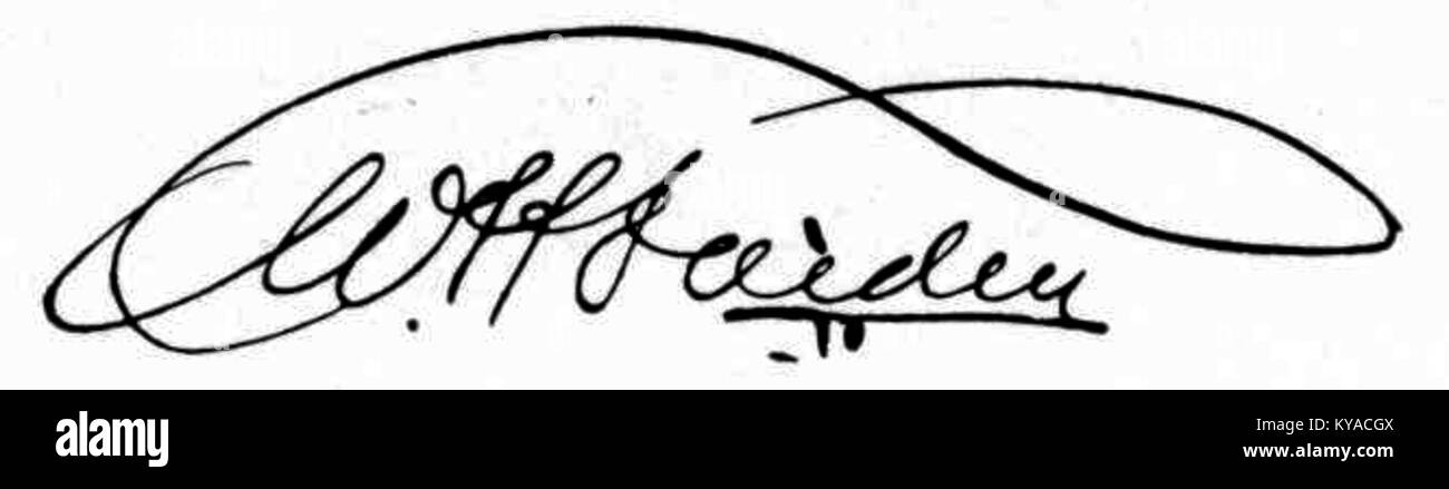 Die Unterschrift von Wilhelm Hansen Færden ist ein dokumentiertes Beispiel für persönliche Identifikation und archivierte Handschrift. Stockfoto