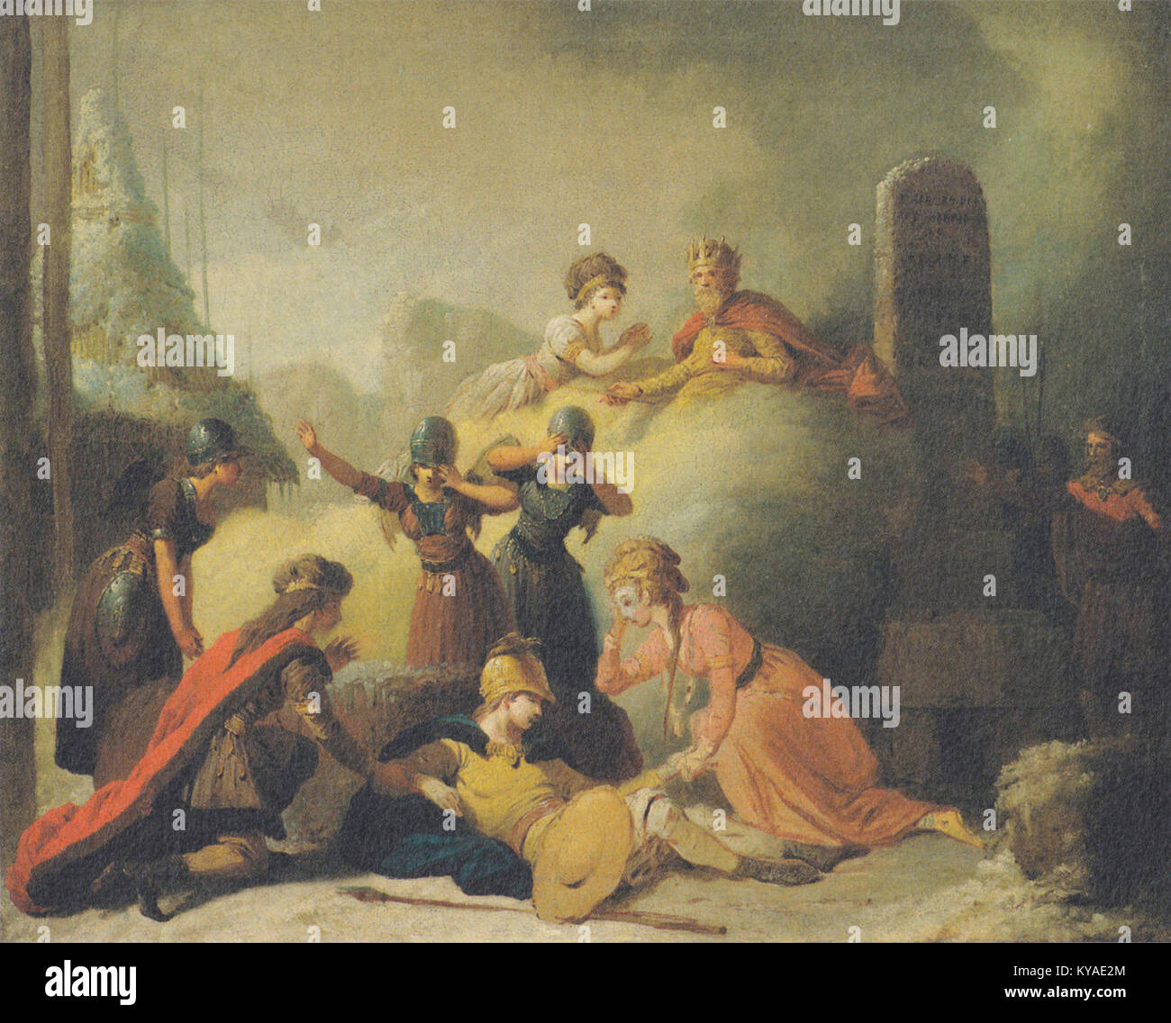 Peter Cramers Gemälde „Balders Død“ (1779) zeigt den nordischen Mythos von Balders Tod und illustriert mythologische Figuren und erzählerische Kompositionen in dänischer Kunst des 18. Jahrhunderts. Stockfoto