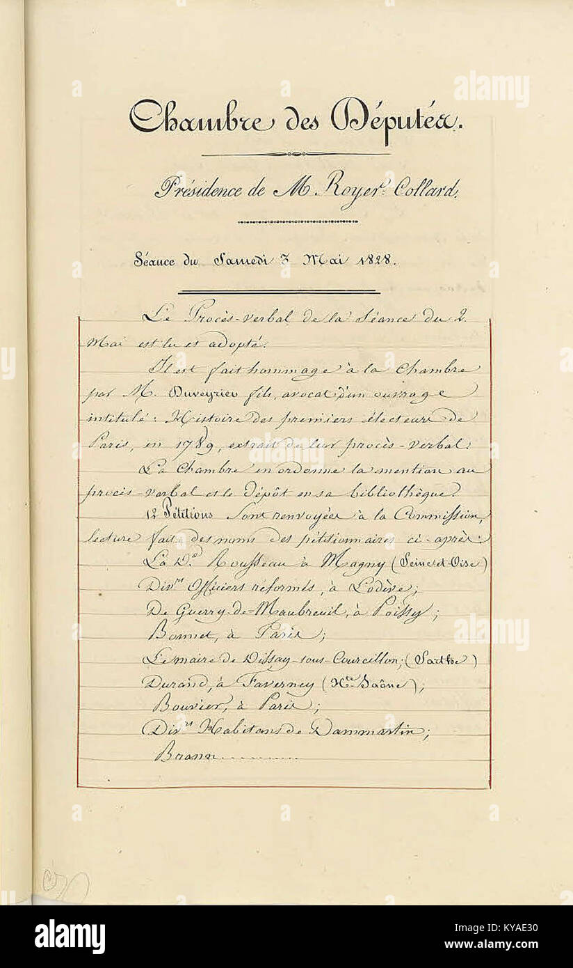 Protokoll verbaux de la Chambre des députés. Sitzung de 1828 - Archives nationales-C-I-x-236 - (1) Stockfoto
