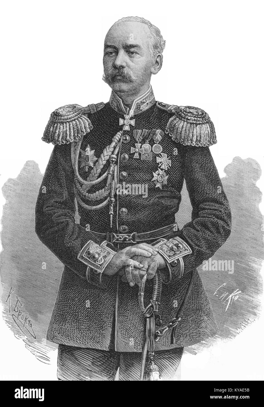 Das Porträt von Kaufman stellt das Individuum in einem formalen Stil des 19. Jahrhunderts dar und betont dabei realistische Gesichtszüge, Kleidung und künstlerische Techniken der Epoche. Stockfoto