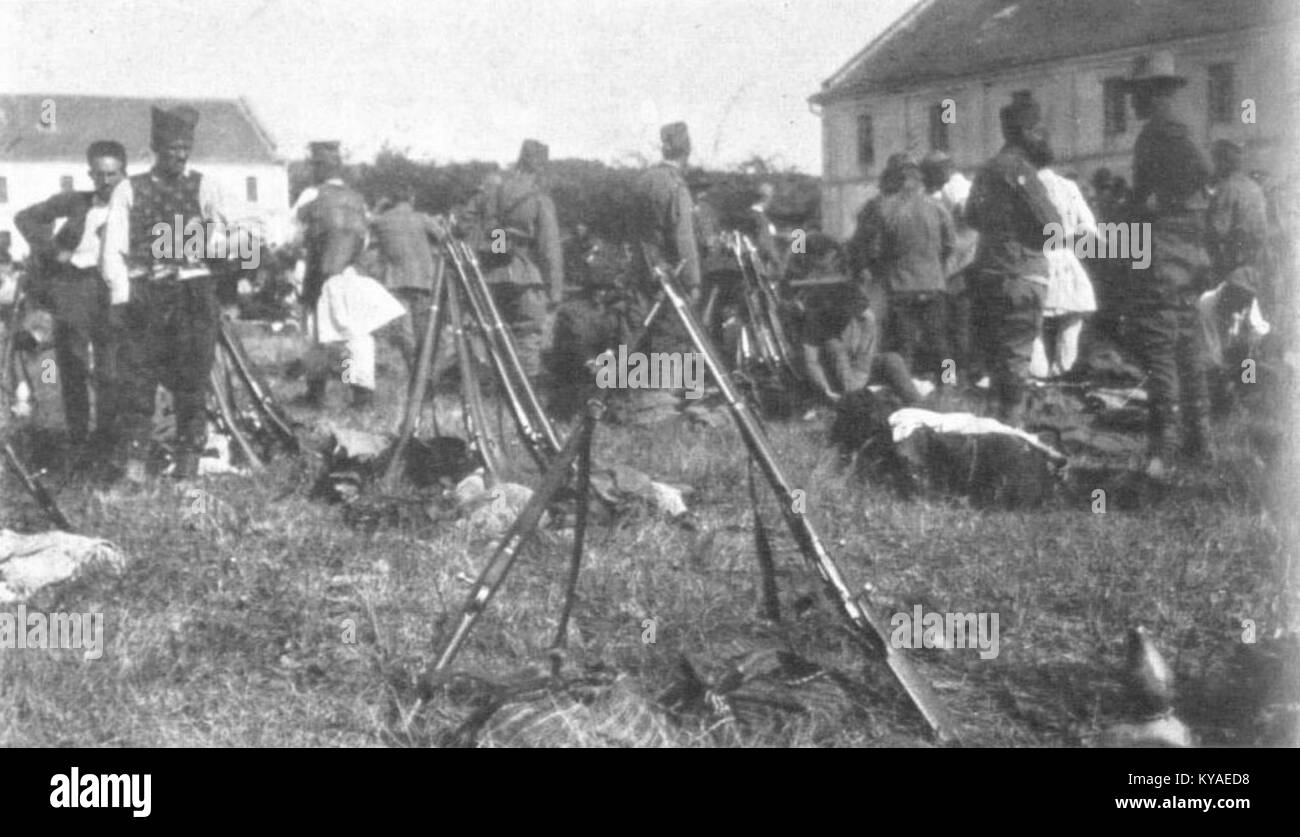 Serbisch 8. reg. reservist Mobilisierung in Požarevac, 1914 Stockfoto