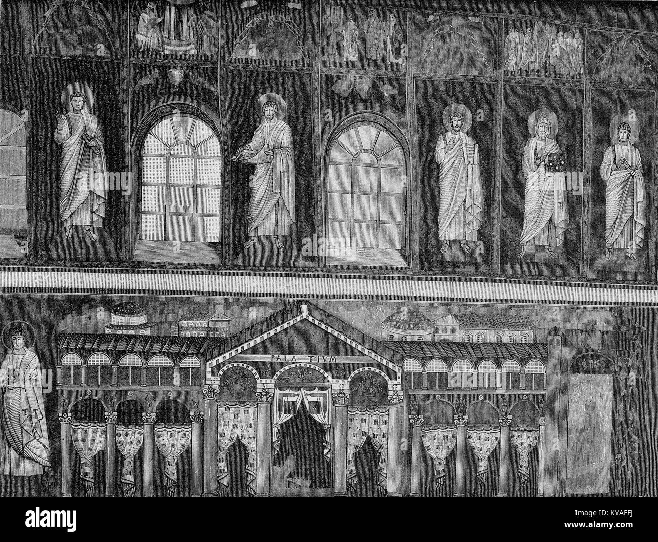 Sant'Apollinare Nuovo Fatti della Vita di Gesù Cristo Profeti Palazzo di Teodorico xilografia Stockfoto