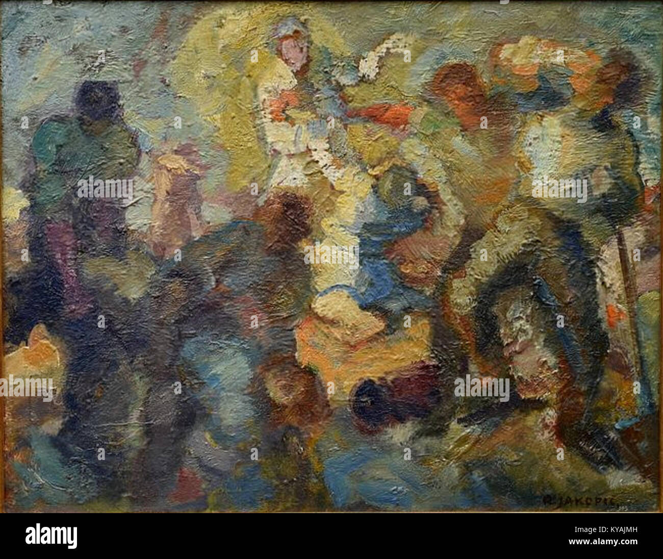 Eine Figur von Rihard Jakopic, einem Künstler, der für seine Arbeit in der bildenden Kunst, insbesondere in der figurativen Kunst, bekannt ist. Seine Arbeit zeigt oft menschliche Formen und fängt emotionale Tiefe ein, indem er innere Aufruhr und persönliche Reflexion zum Ausdruck bringt. Stockfoto