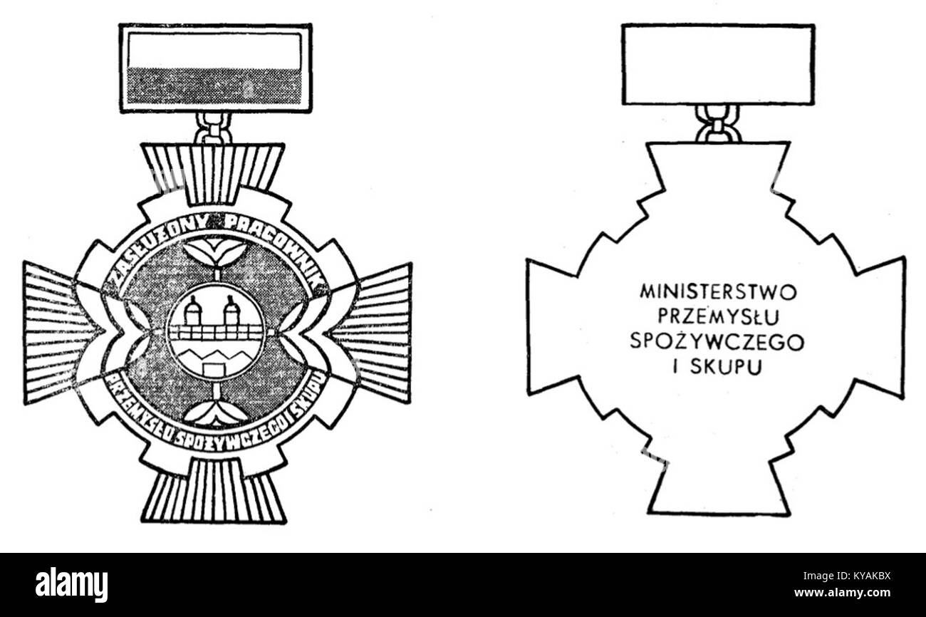Ehrenzeichen für herausragende Leistungen in der polnischen Lebensmittelindustrie und im Beschaffungssektor, verliehen für Beiträge zu Produktion und Handel. Stockfoto