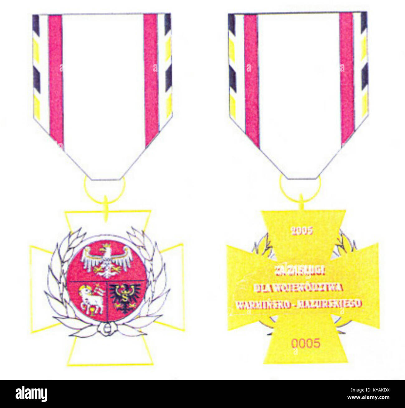 Das Ehrenzeichen für Verdienste in der Woiwodschaft Ermland-Masuren wird für herausragende Verdienste in der Region verliehen. Stockfoto