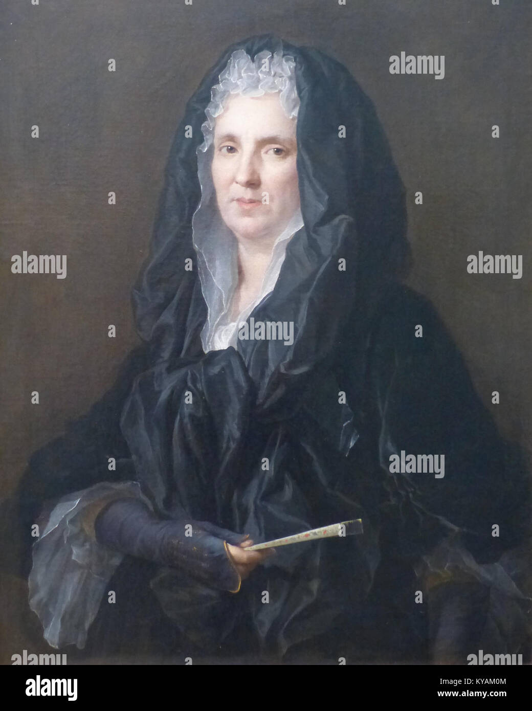 Dieses Porträt von Delyen Jacques aus dem Jahr 1714 zeigt die Mutter des Künstlers und erfasst die emotionale Tiefe und stilistische Elemente der Porträtkunst des frühen 18. Jahrhunderts. Das Werk ist Teil der Beaux-Arts-Sammlung in Nîmes. Stockfoto