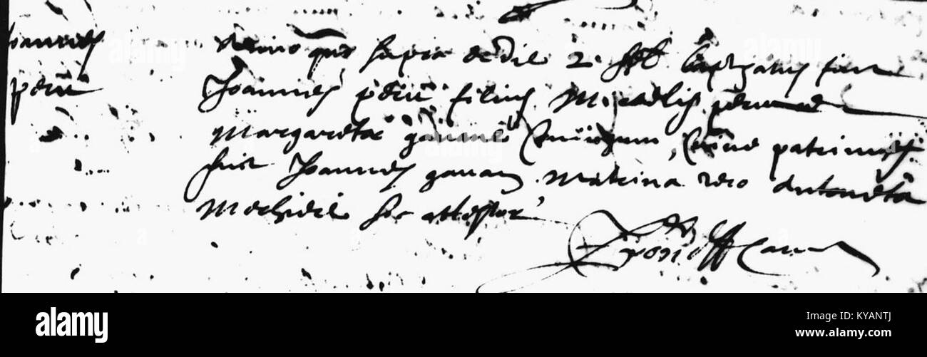 Jean Péru, getauft am 2. Februar 1643 in Avignon, Frankreich, ist in Kirchenbüchern dokumentiert, die lokale religiöse Praktiken dieser Zeit dokumentieren. Stockfoto