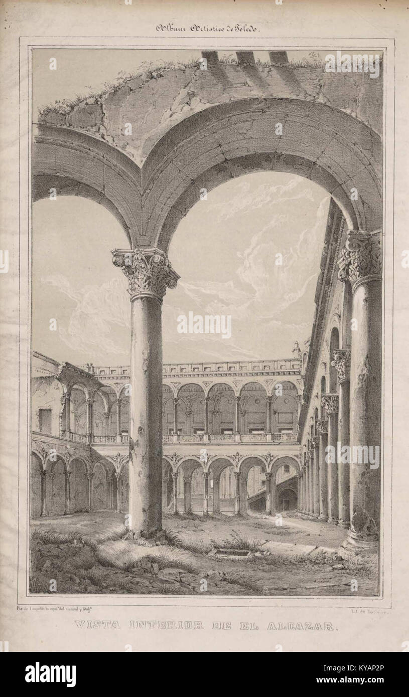 Vista interior de El Alcázar, artístico Álbum de Toledo Stockfoto