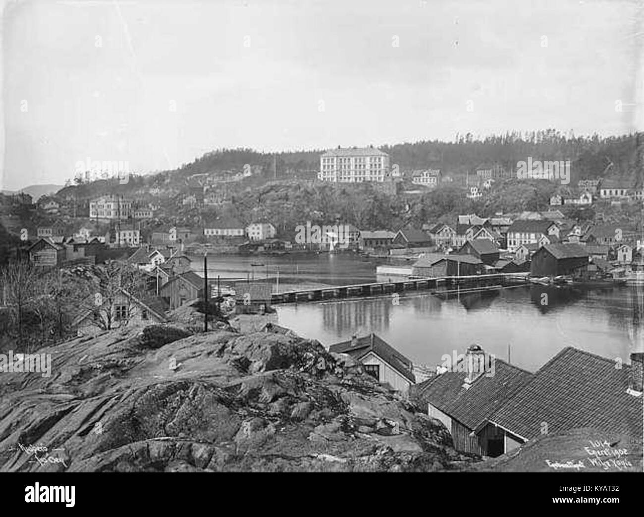 Kragerø - av-byen Utsikt fra Øen, 5. Mai 1902, Anders Beer Wilse, NF. W 01014 Stockfoto