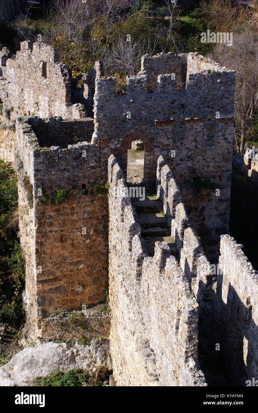 Mauern der Burg in Alanya, Türkei Stockfoto