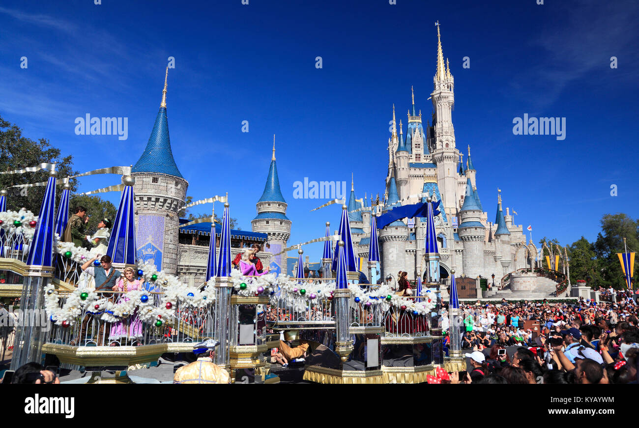 Christmas Parade im Magic Kingdom, Orlando, Florida Stockfoto