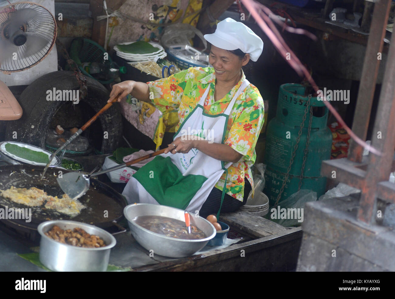 Essen in Taling Chan Floating Market, Bangkok, Thailand Stockfoto