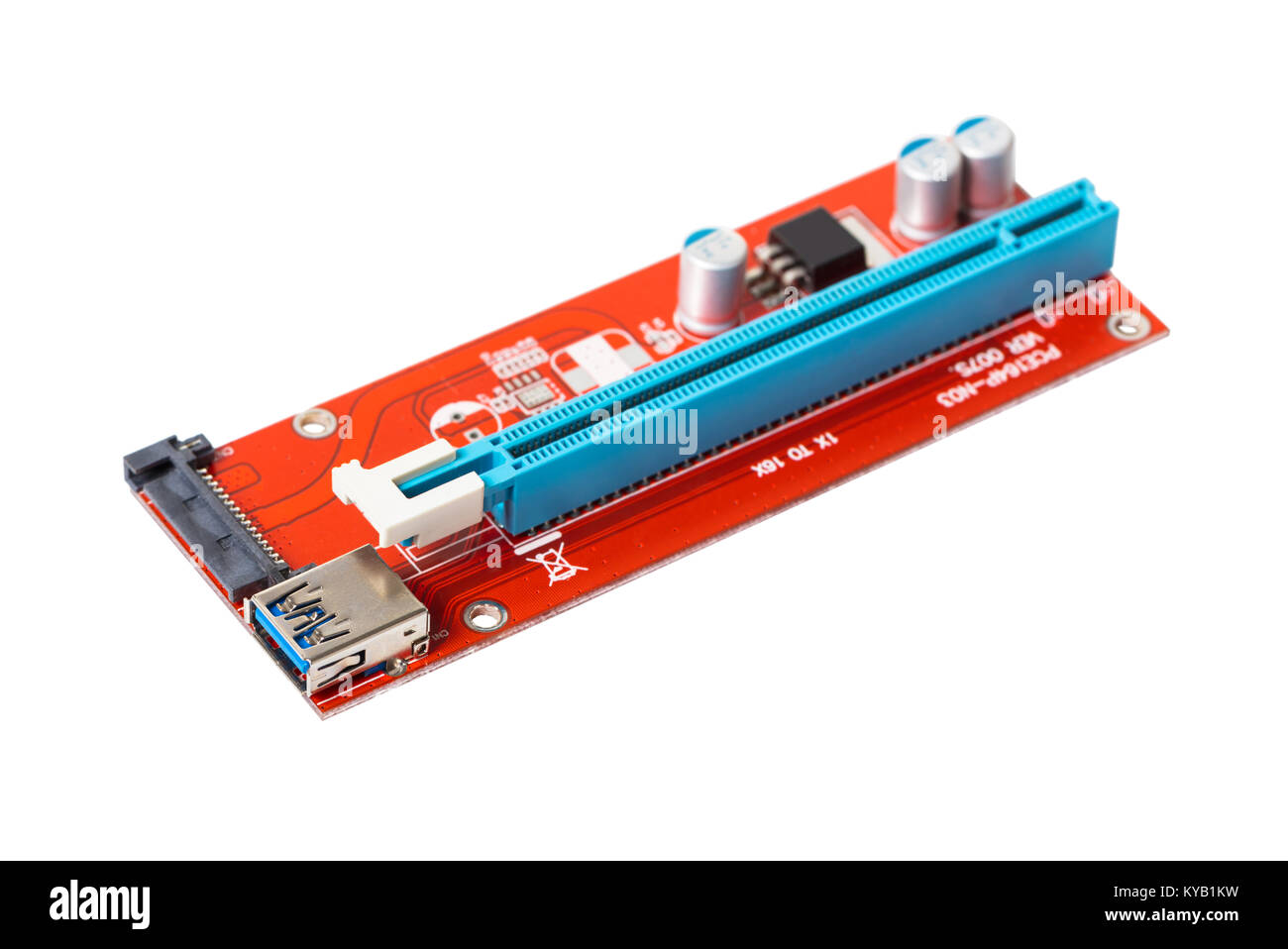 Elektronische microcircuit Close-up auf weißem Hintergrund isoliert Stockfoto