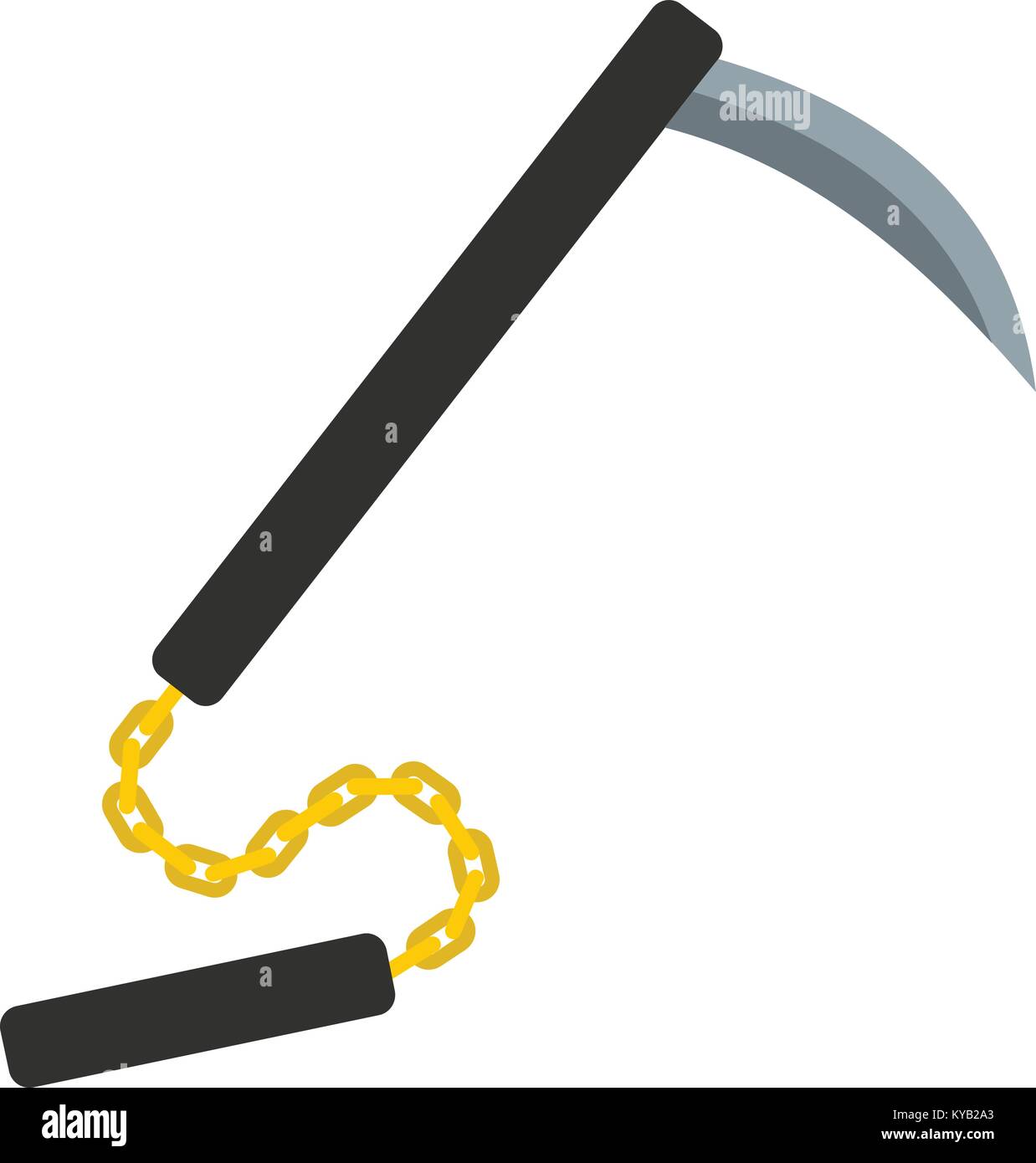 Kusarigama, Japanisch Waffensymbol flach isoliert auf weißem Hintergrund Vector Illustration Stock Vektor