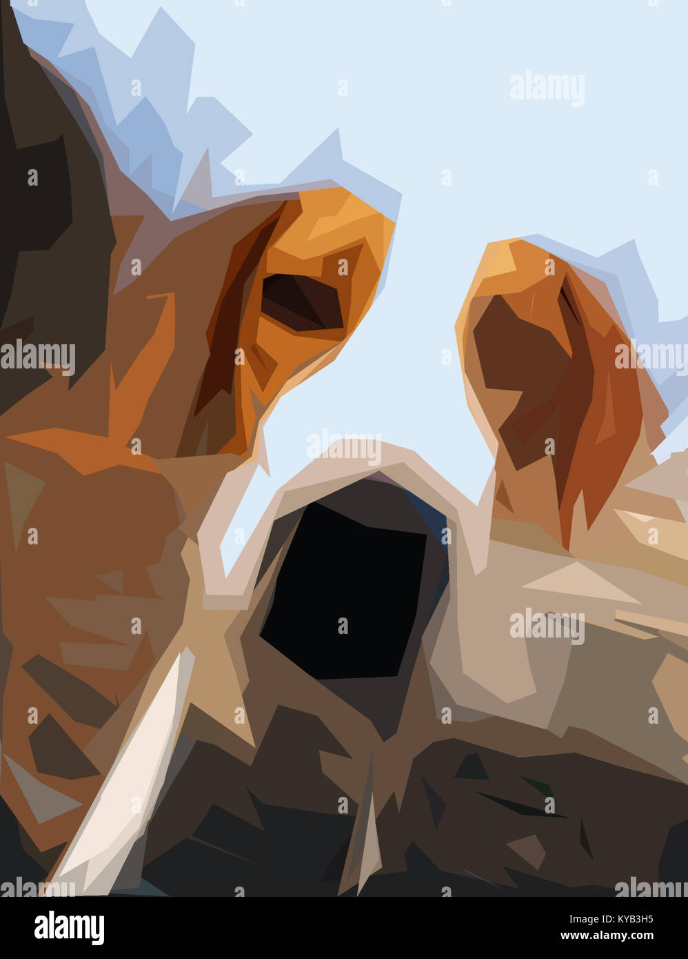 Hundeportrait polygon geometrischen Hintergrund Stockfoto