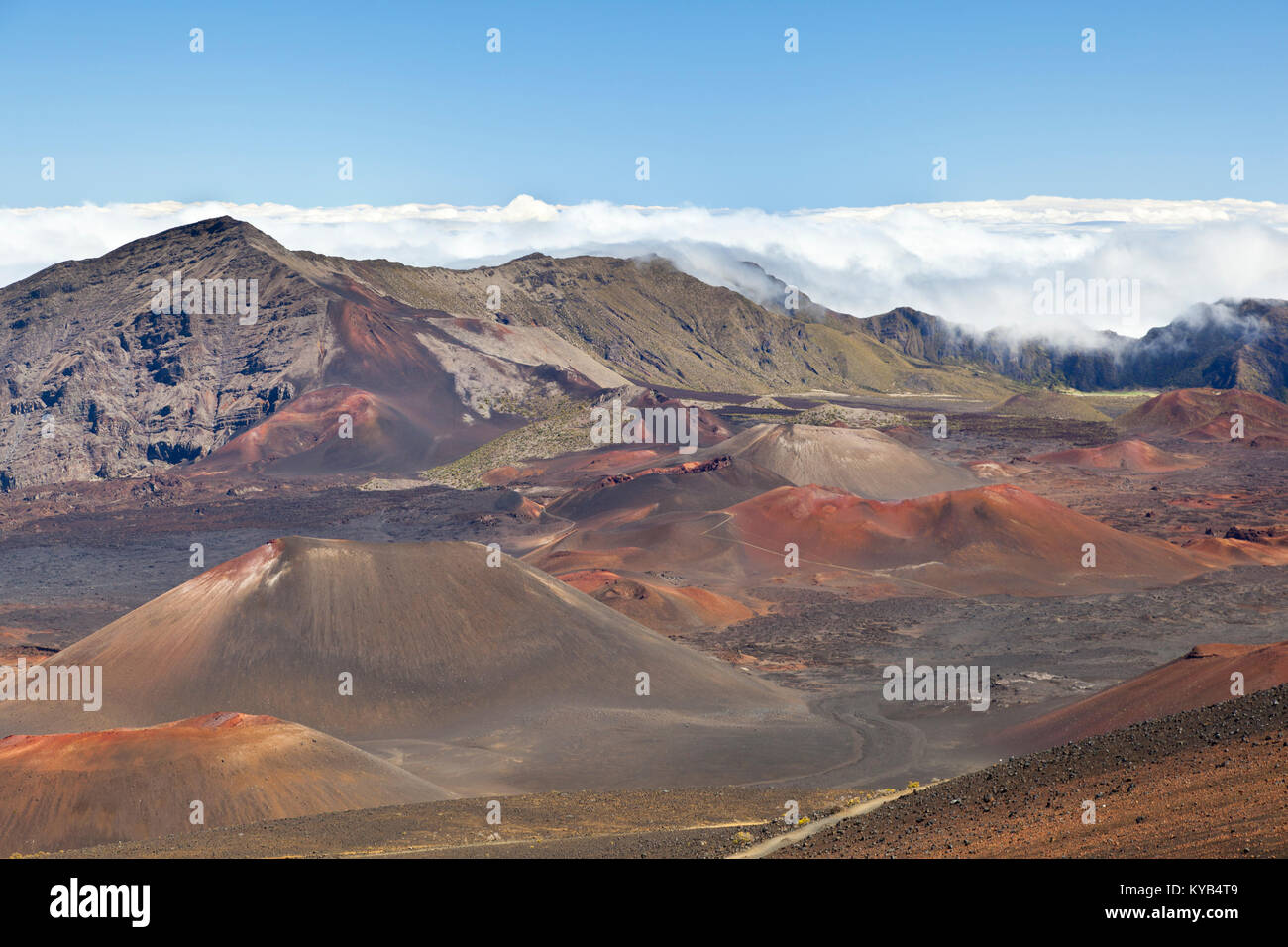 Blick in die bunte Haleakala Krater in Maui, Hawaii. Stockfoto