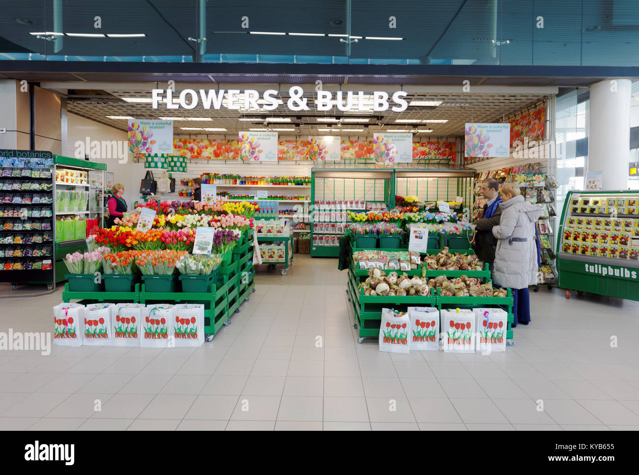 Tulip Markt in der Flughafen Schiphol, Amsterdam, Niederlande Stockfoto