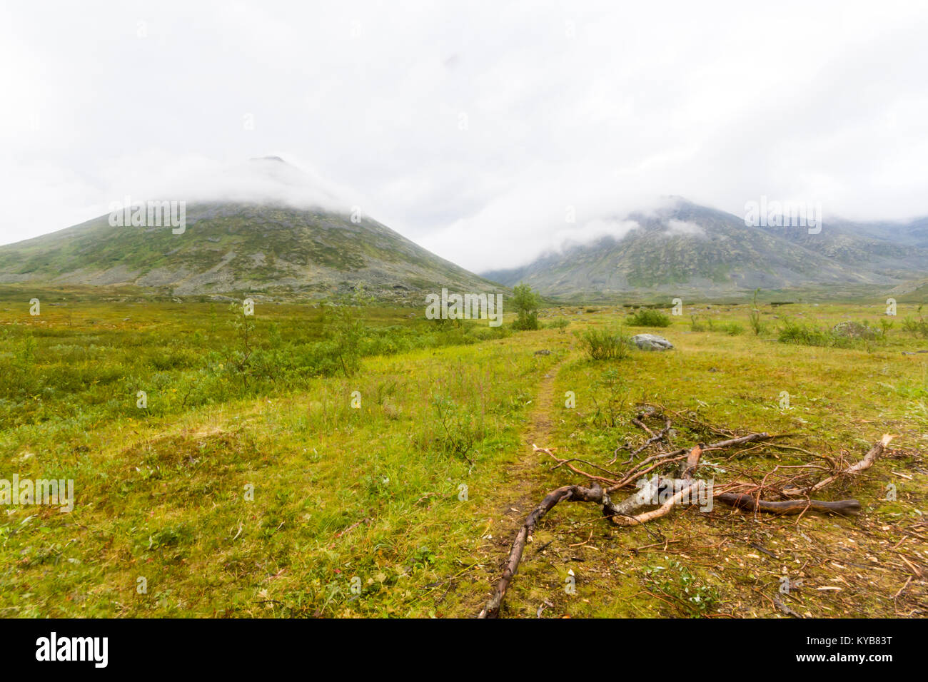 Die Subpolaren Ural mit Blick auf die Berge. Wandern. August 2017 Stockfoto