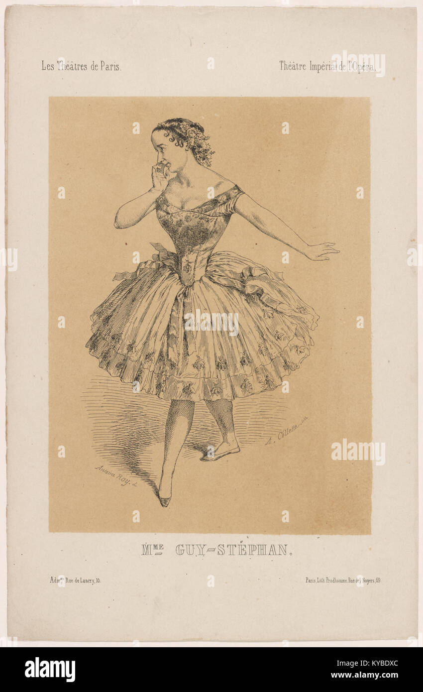 Dieses Bild mit dem Titel „Mme. Guy-Stéphan' (NYPL-Kennung b12149350-5242523) stellt eine Frau dar, die als Mme identifiziert wurde. Guy-Stéphan in einem historischen Schwarzweiß-Porträt in der digitalen Sammlung der New York Public Library. Stockfoto