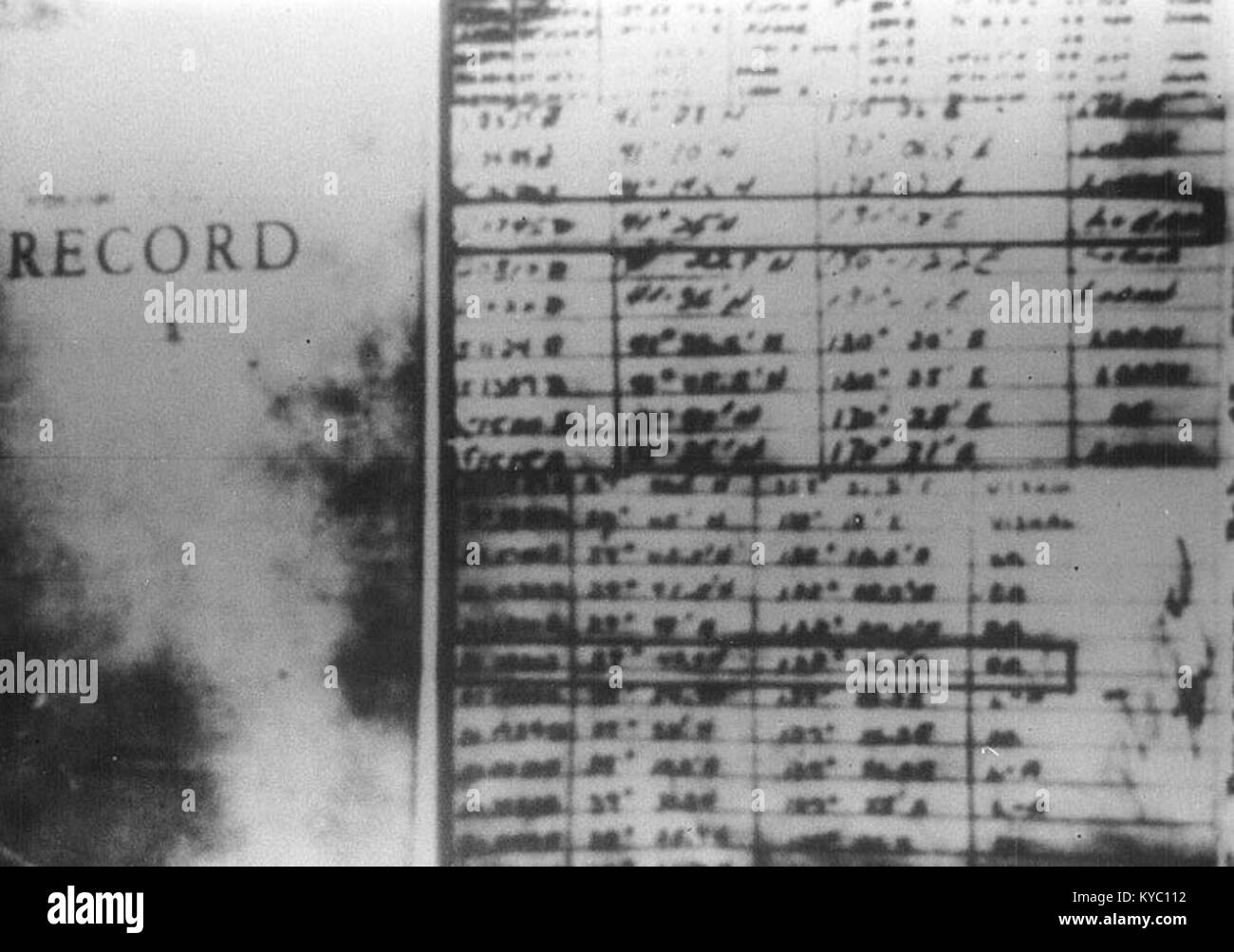 Ein nordkoreanisches Foto, das das Logbuch der USS Pueblo zeigt, das im Januar 1968 während des Vorfalls bei der Beschlagnahme des Geheimdienstschiffs der US Navy durch nordkoreanische Streitkräfte aufgenommen wurde. Stockfoto