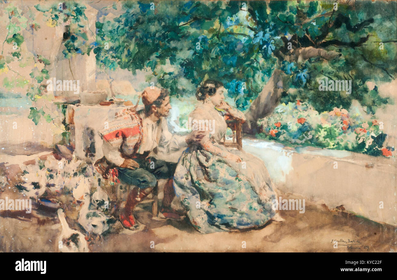 Ein Gemälde mit dem Titel Nube de verano („Sommerwolke“), das 1899 von dem spanischen Künstler Joaquín Sorolla (1863–1923) geschaffen wurde. Das Werk ist eine Aquarellfarbe auf Papier von etwa 48,5 x 77,5 cm und ist Teil der Sammlung des Museo Nacional de Bellas Artes in Buenos Aires. Museo Nacional de Bellas Artes+1 Stockfoto