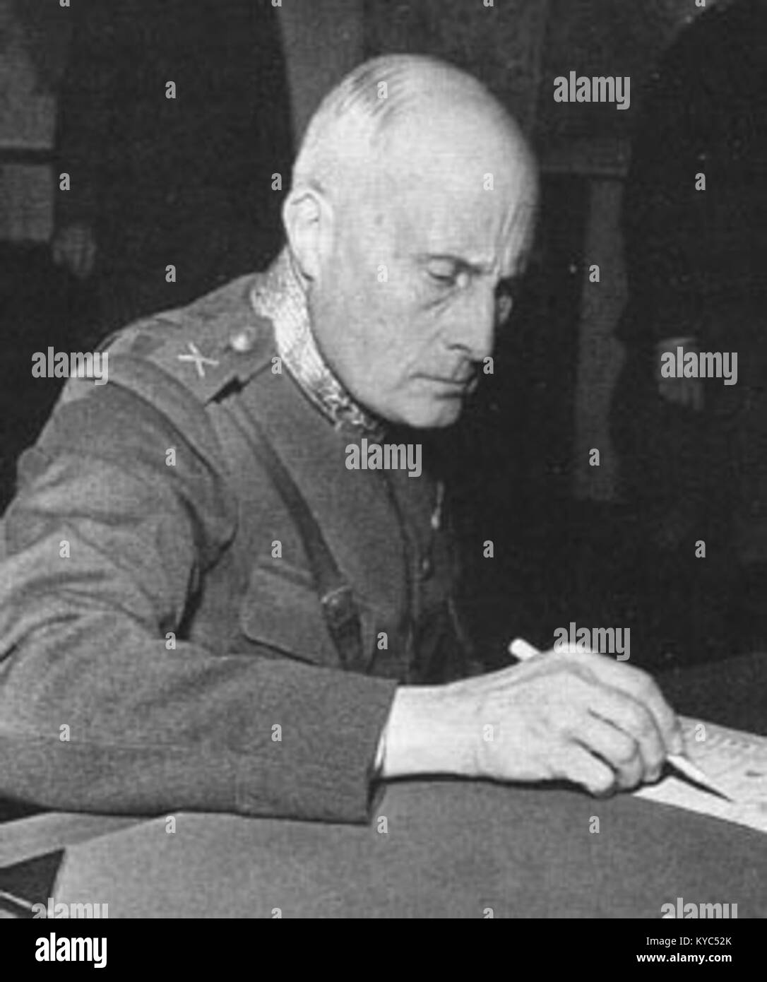 Ein Porträt oder eine Aufzeichnung von Olof Thörnell, einem schwedischen General, der während des Zweiten Weltkriegs Oberbefehlshaber der schwedischen Streitkräfte war Stockfoto