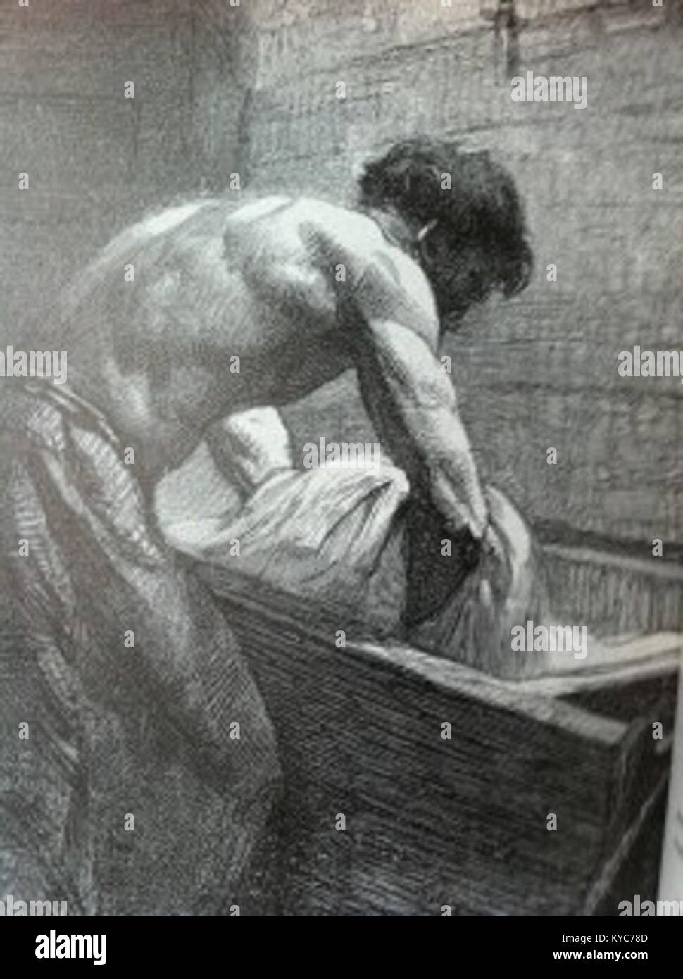 Ein 1886 erschienener Kupferstich von Victor Gilbert in La République Illustrée, der eine detaillierte künstlerische Szene darstellt, die typisch für die französische Illustration des 19. Jahrhunderts ist. Stockfoto