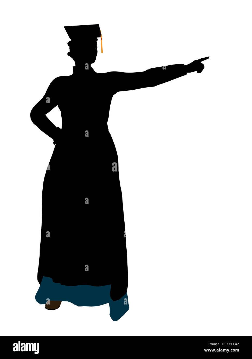 African American graduate Silhouette auf weißem Hintergrund Stockfoto