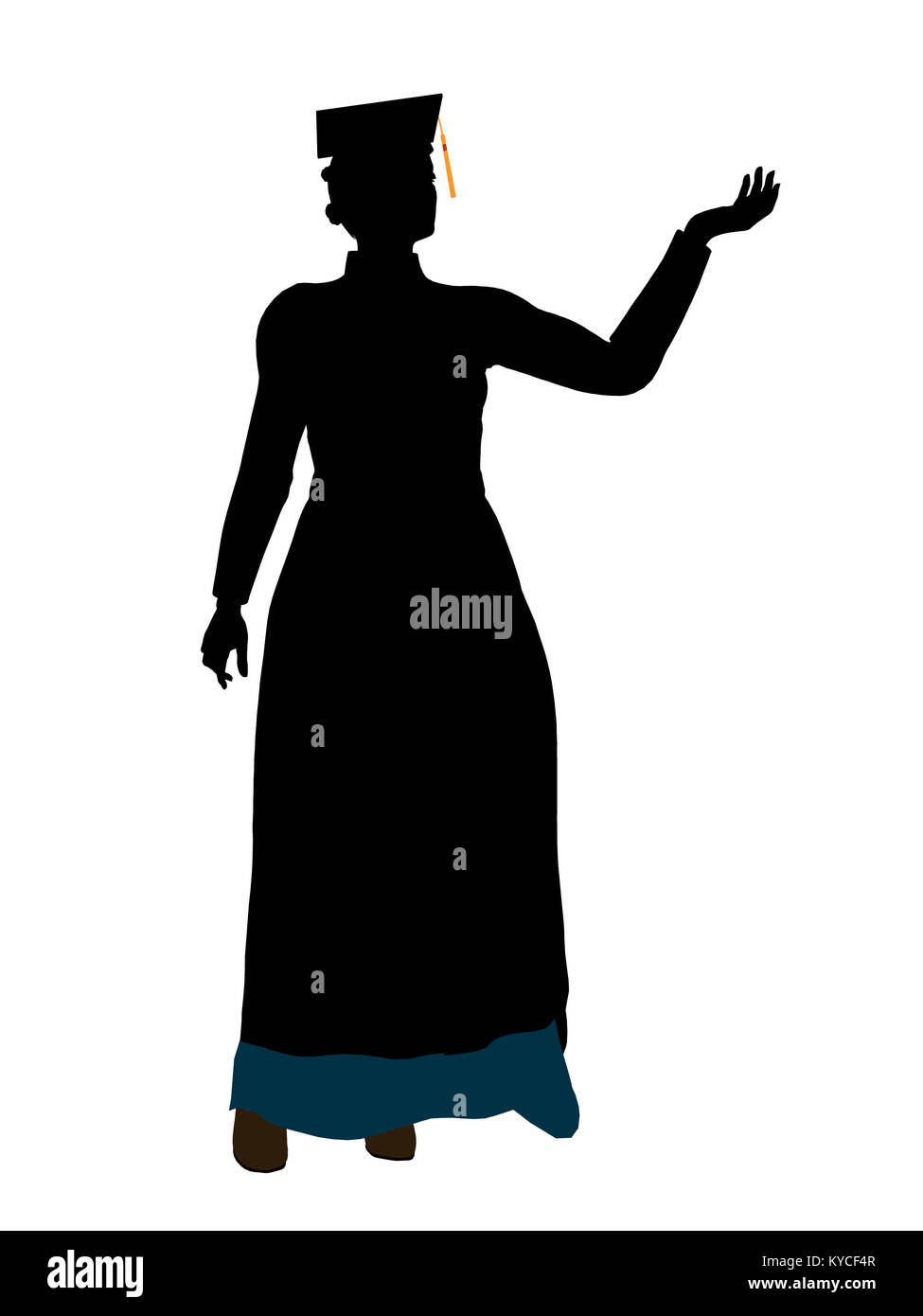 African American graduate Silhouette auf weißem Hintergrund Stockfoto