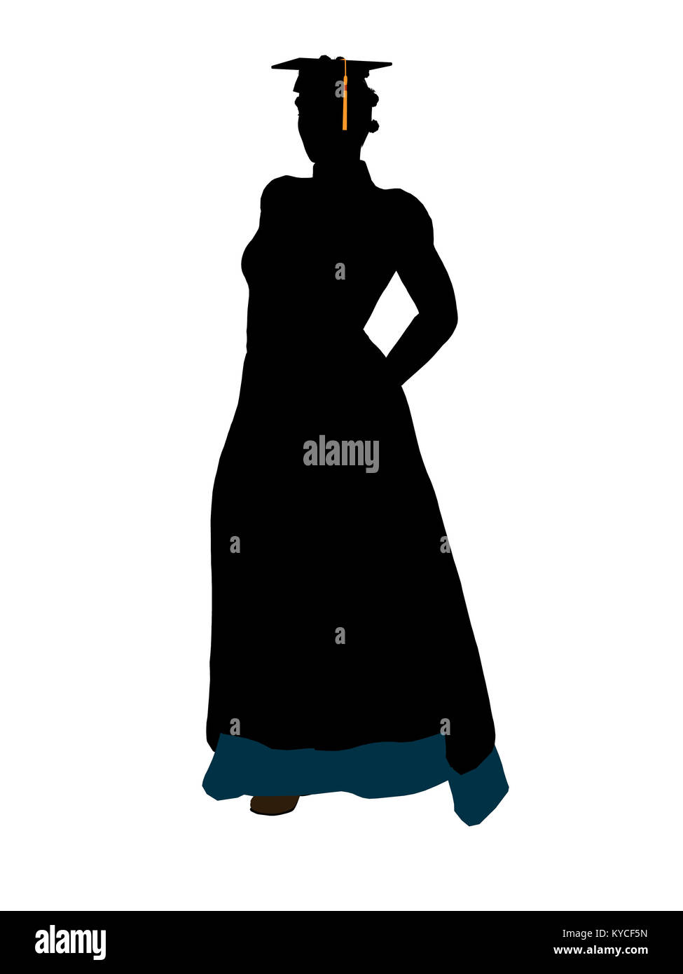 African American graduate Silhouette auf weißem Hintergrund Stockfoto