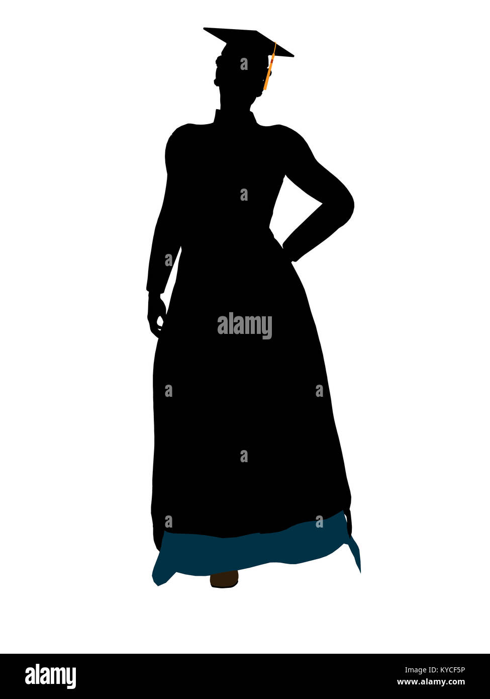 African American graduate Silhouette auf weißem Hintergrund Stockfoto