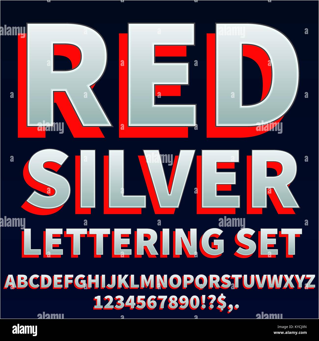 Rot Silber Font Stock Vektor