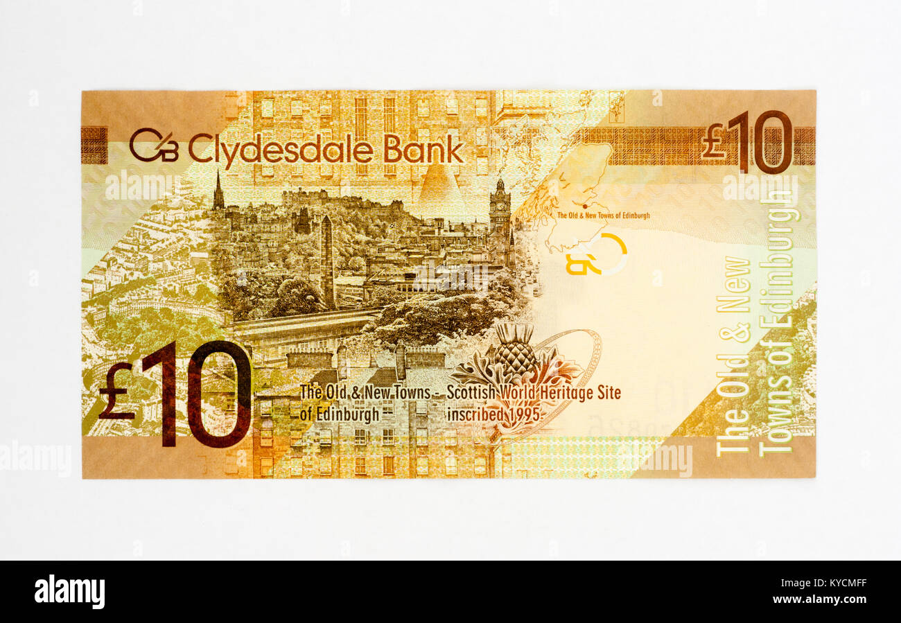 Clydesdale Bank 10 Pfund Bank Note Stockfoto
