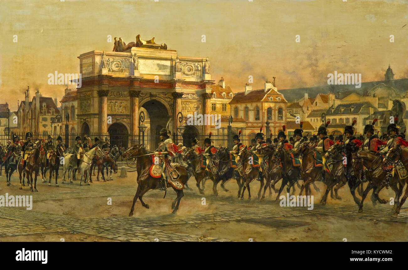 Parade des Chasseurs à Cheval de la Garde imperiale au Palais des Tuileries Stockfoto