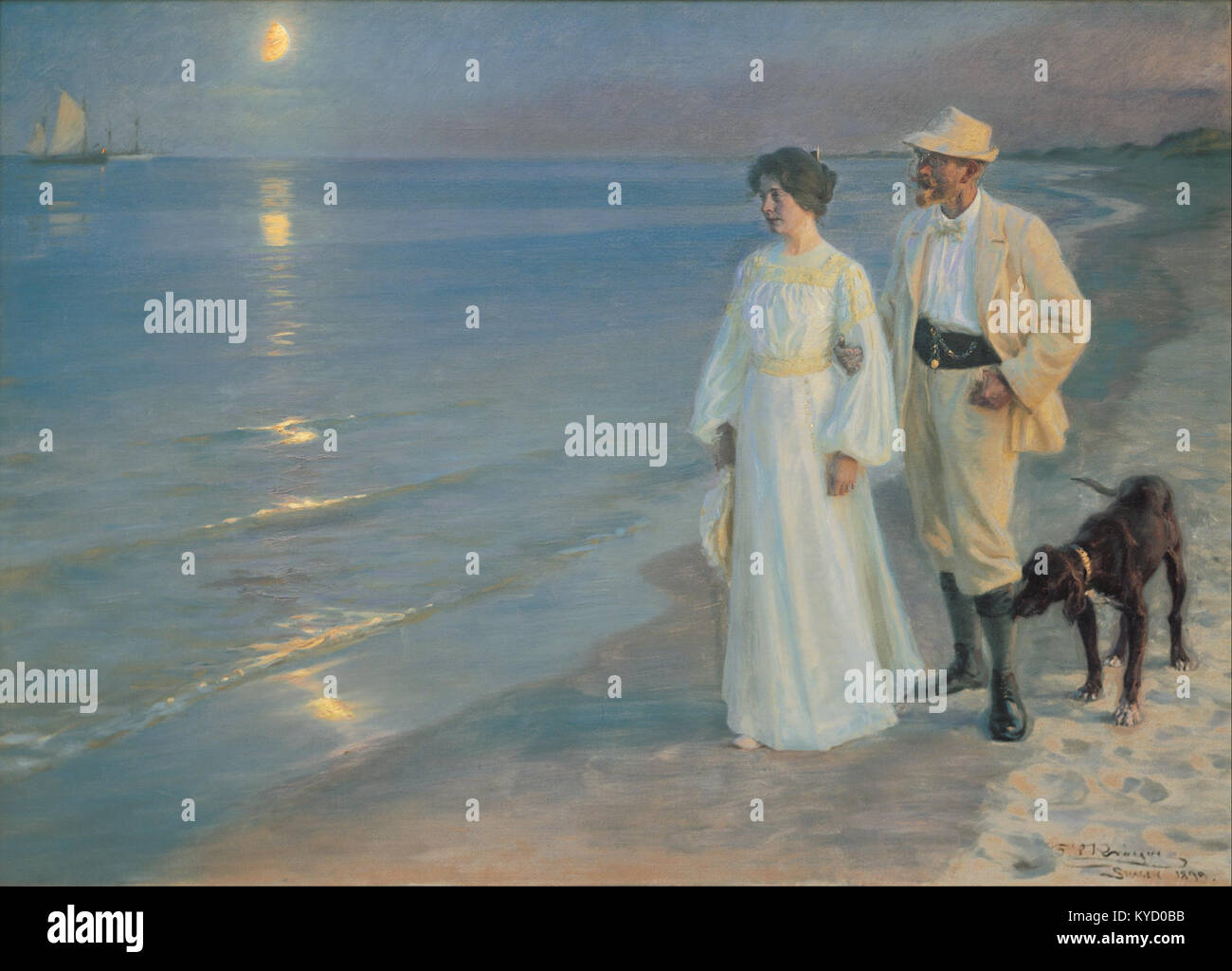 Peder Severin Krøyer - Sommer Abend am Strand von Skagen. Der Maler und seine Frau. - Google Kunst Projekt Stockfoto