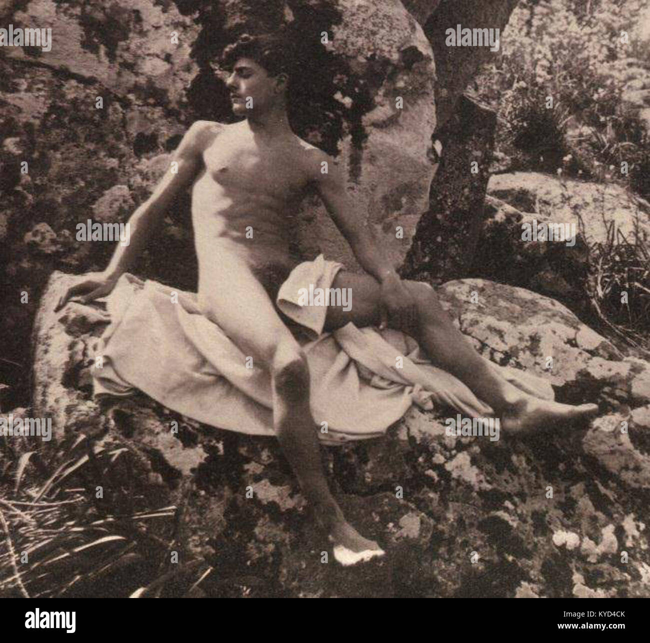 Kunstwerk von Wilhelm von Plüschow, das den Satz „et in Arcadia Ego“ repräsentiert und klassische europäische Themen und künstlerische ideale widerspiegelt. Stockfoto