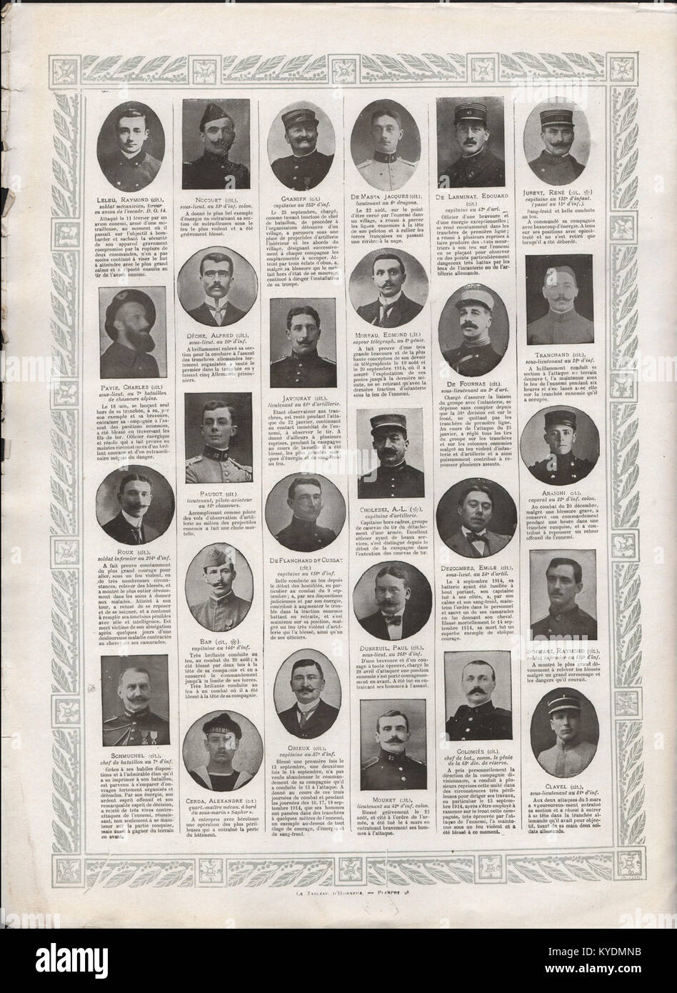 Eine Ausgabe des Magazins L’Illustration aus dem Jahr 1915, in der das „Tableau d’Honneur“ vorgestellt wird, ein Kriegsfilm, in dem Personen aufgeführt werden, die für ihren Dienst und ihre Tapferkeit während des Ersten Weltkriegs geehrt wurden Stockfoto