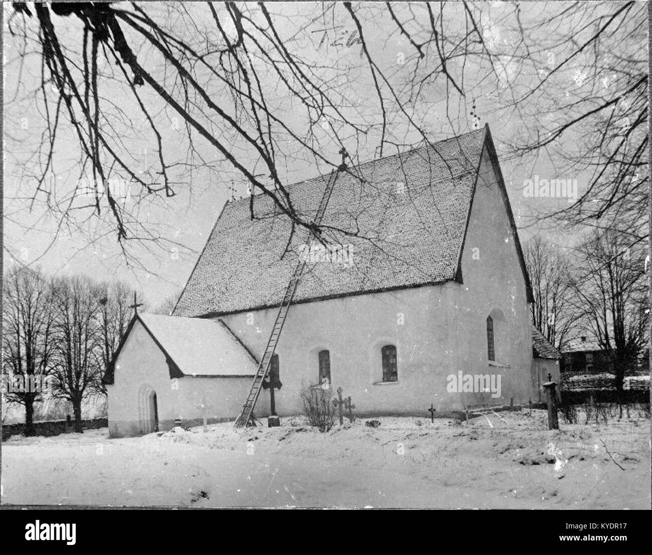 Täby Church ist eine mittelalterliche schwedische Kirche mit Fresken von Albertus Pictor und romanischem Design, die beispielhaft für kirchliche Kunst aus dem 15. Jahrhundert und skandinavische religiöse Architektur ist. Stockfoto