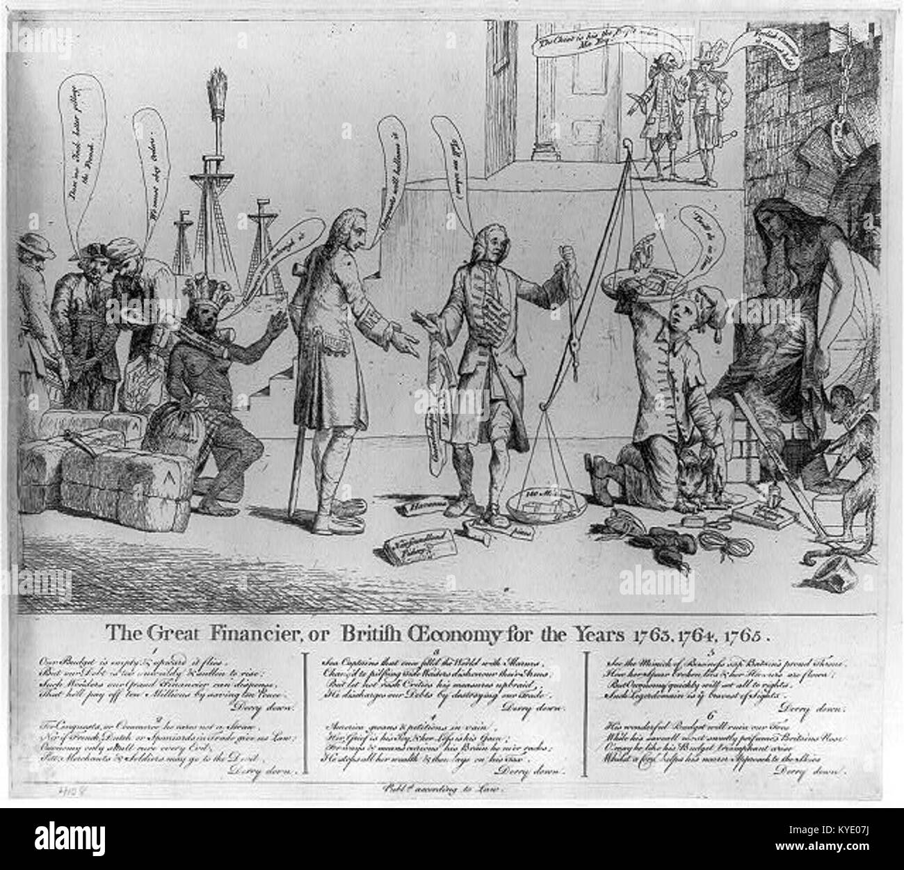 Diese Arbeit, "The Great Financier", untersucht die britische Wirtschaft zwischen 1763 und 1765. Sie bietet Einblicke in die wirtschaftlichen Bedingungen und Finanzsysteme während der vorindustriellen Periode in Großbritannien. Stockfoto
