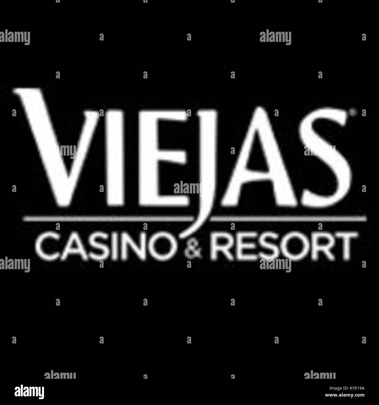 Logo von Viejas Casino & Resort, einem Unterhaltungs- und Gastfreundschaftskomplex in San Diego County, Kalifornien, bekannt für sein Casino, Resort-Einrichtungen und Restaurants. Stockfoto