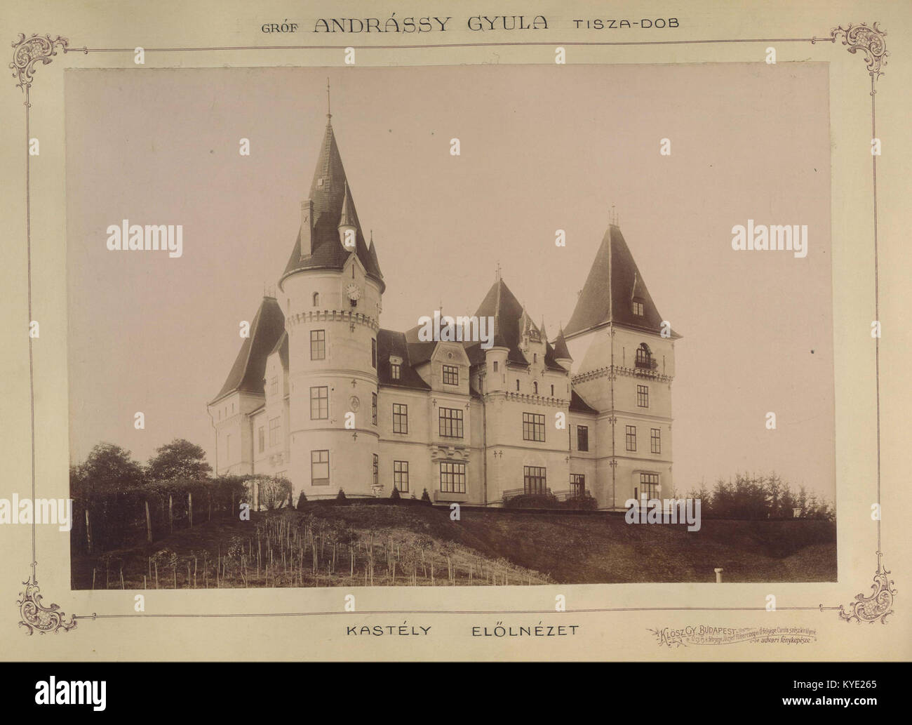 Tiszadob, az Andrássy-kastély elölnézete. Eine felvétel között készült 1895-1899.- Fortepan 83479 Stockfoto
