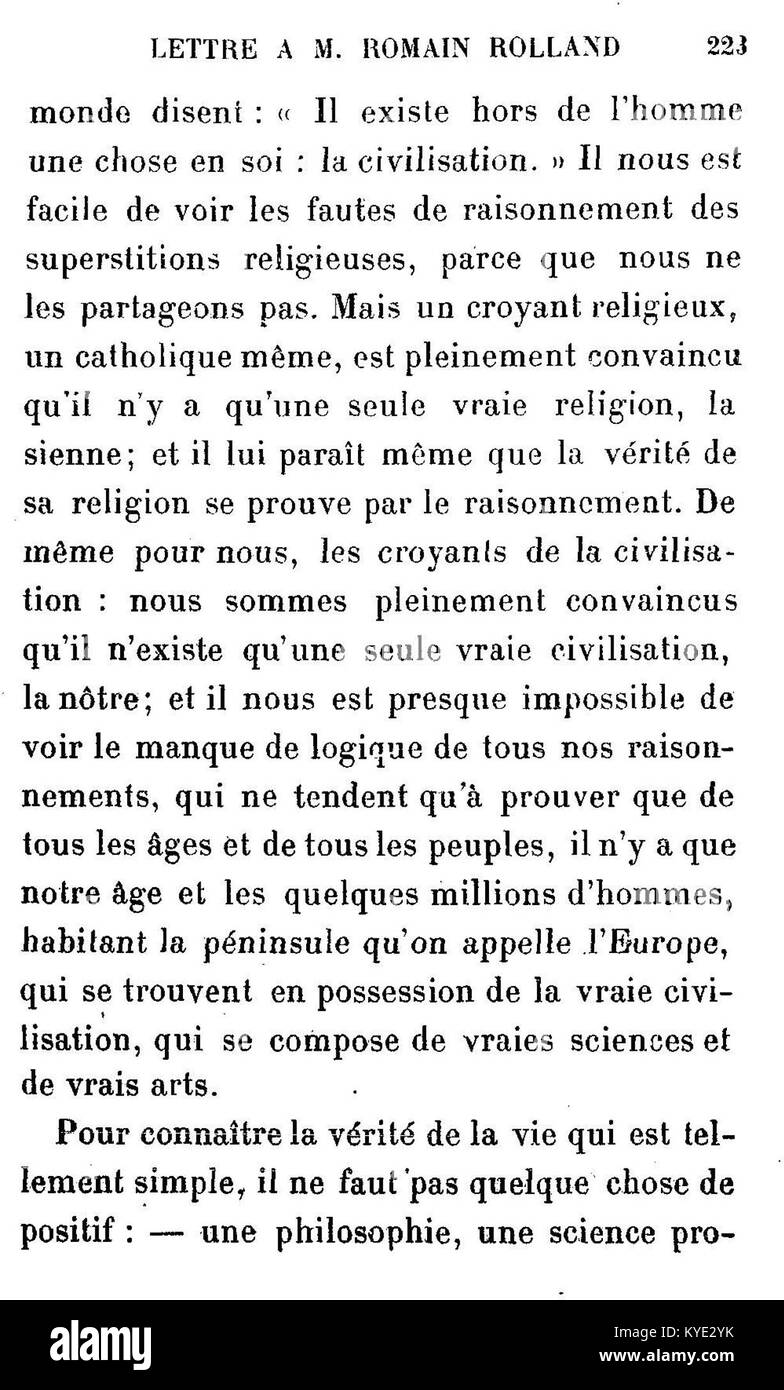 Dieses Bild zeigt eine Seite aus Leo Tolstois „Correspondance inédite“, einer Sammlung unveröffentlichter Briefe von J.-Wladimir Bienstock, die 1907 veröffentlicht wurde. Sie spiegelt Tolstois persönliche und philosophische Korrespondenz wider. Stockfoto
