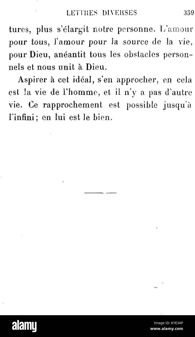 Auf Seite 359 der 1907 erschienenen Ausgabe von Correspondance inédite von Leo Tolstoi stoßen die Leser auf einen späteren Briefwechsel des Autors und beleuchten seine Reifen Reflexionen über Glauben, Gesellschaft und seine öffentliche Rolle. Stockfoto