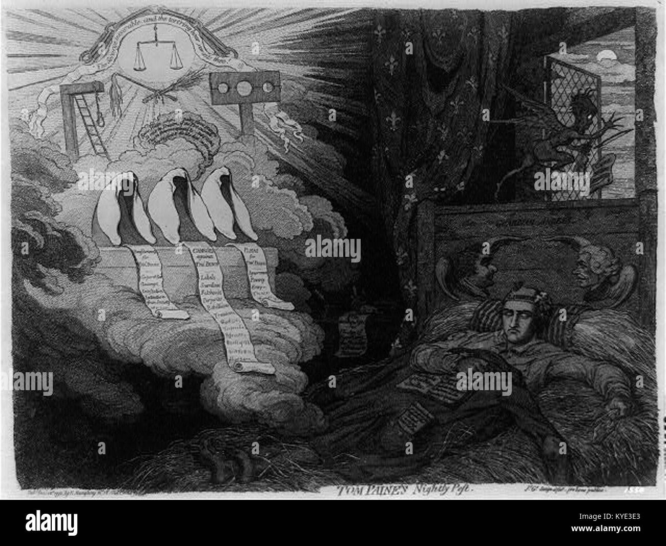 Verweis auf Thomas Paines „die amerikanische Krise“, eine Reihe politischer Schriften, die während der Amerikanischen Revolution veröffentlicht wurden und für ihren Einfluss auf die revolutionäre Moral und das politische Denken anerkannt wurden. Stockfoto